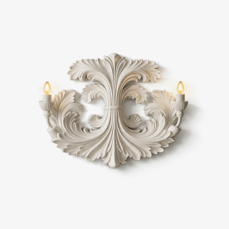 Klassieke Barok Wandlamp Met Florale Gipsdetails En Dubbele Lichtbron Voor Sfeervolle Binnenverlichting | Sansoti