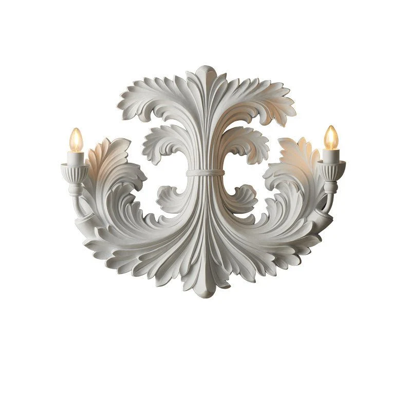 Klassieke Barok Wandlamp Met Florale Gipsdetails En Dubbele Lichtbron Voor Sfeervolle Binnenverlichting | Sansoti