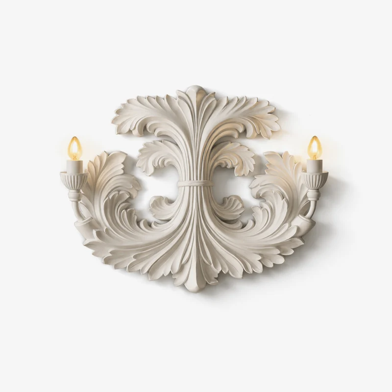 Klassieke Barok Wandlamp Met Florale Gipsdetails En Dubbele Lichtbron Voor Sfeervolle Binnenverlichting | Sansoti