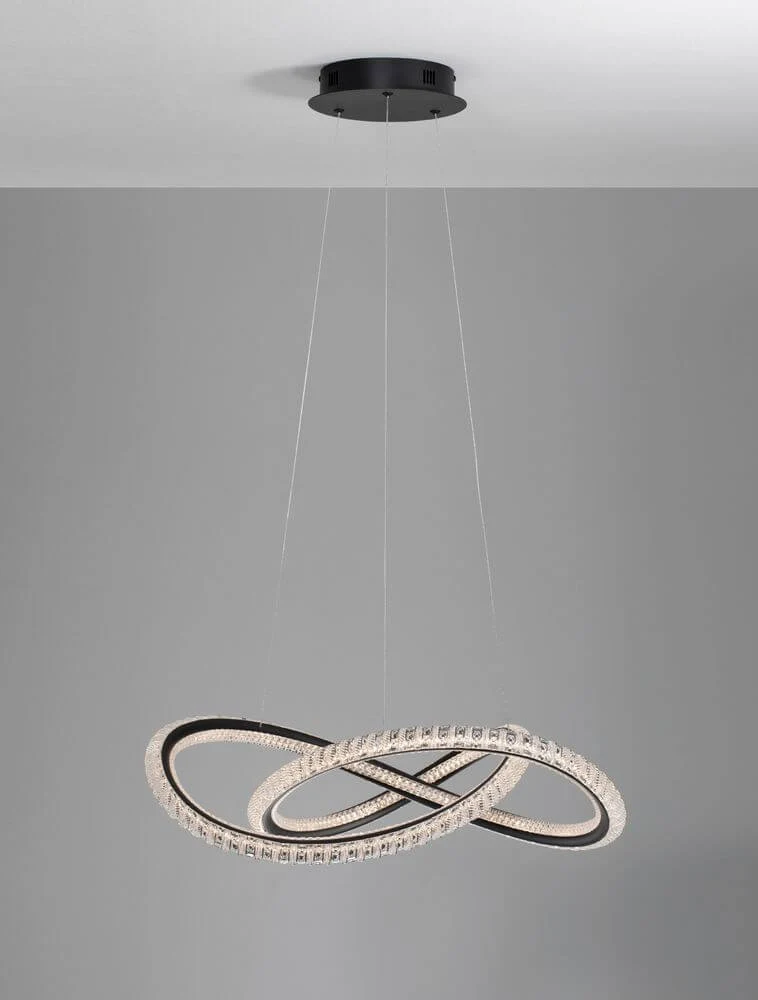 Ginevra LED Pendelleuchte Verknotet Ø 58cm 3000K Schwarz