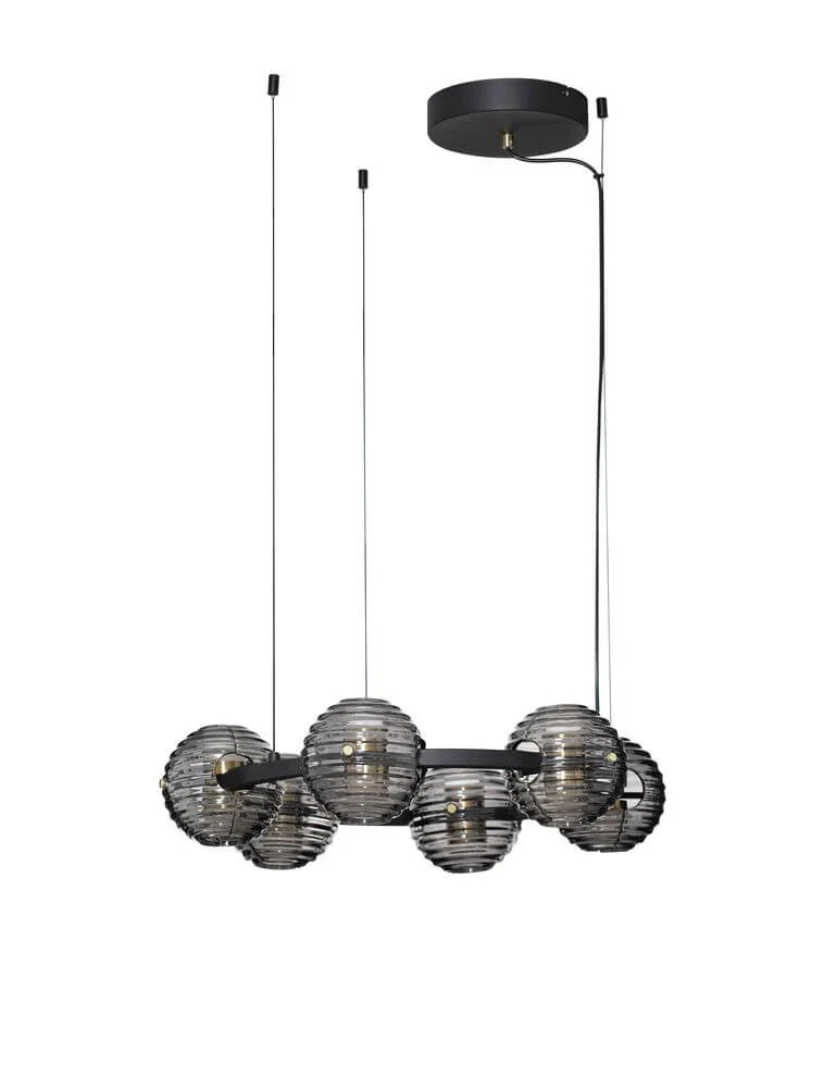 Las LED Pendelleuchte 6-flammig Ø 63cm 3000K Schwarz, Gold