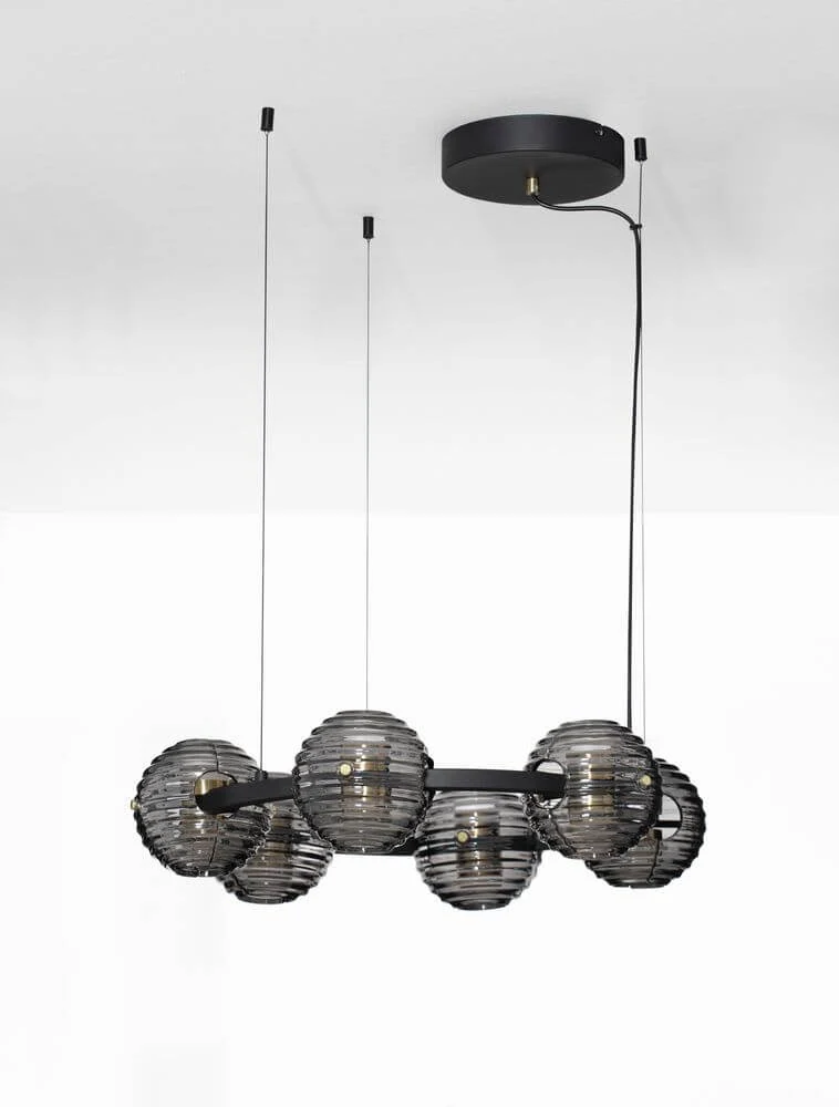 Las LED Pendelleuchte 6-flammig Ø 63cm 3000K Schwarz, Gold