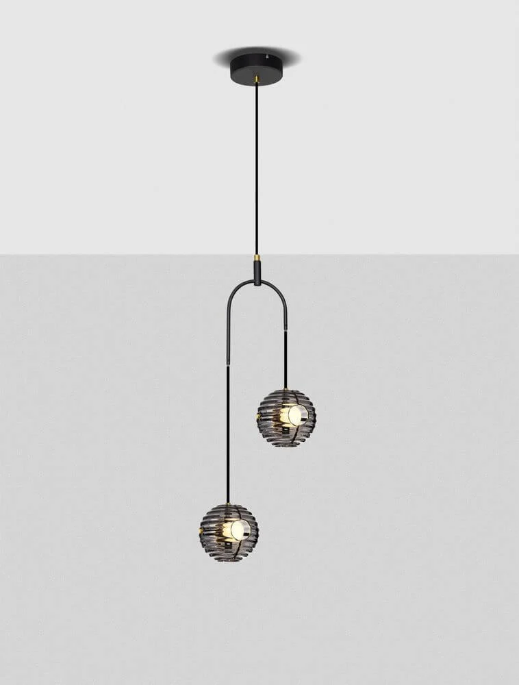 Las LED Pendelleuchte 2-flammig Ø 31cm 3000K Schwarz, Gold