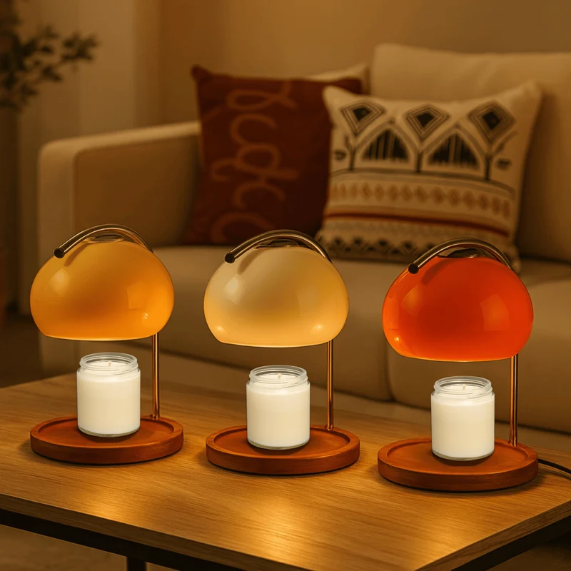 Glas-in-lood Aromalamp met Kaarsenwarmer en LED Verlichting voor Sfeervolle Geur en Ontspanning Thuis | Sansoti