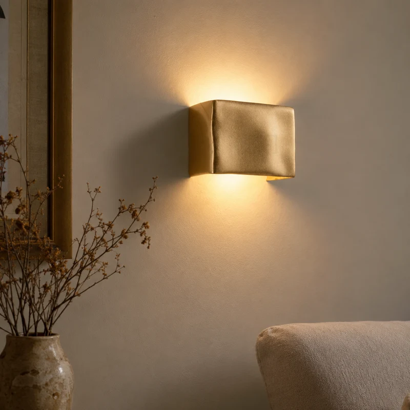 Gebogen Wandlamp Goud Aluminium Up & Down 12W LED Verlichting Binnen Buiten Waterdicht Modern Design Woonkamer | Sansoti