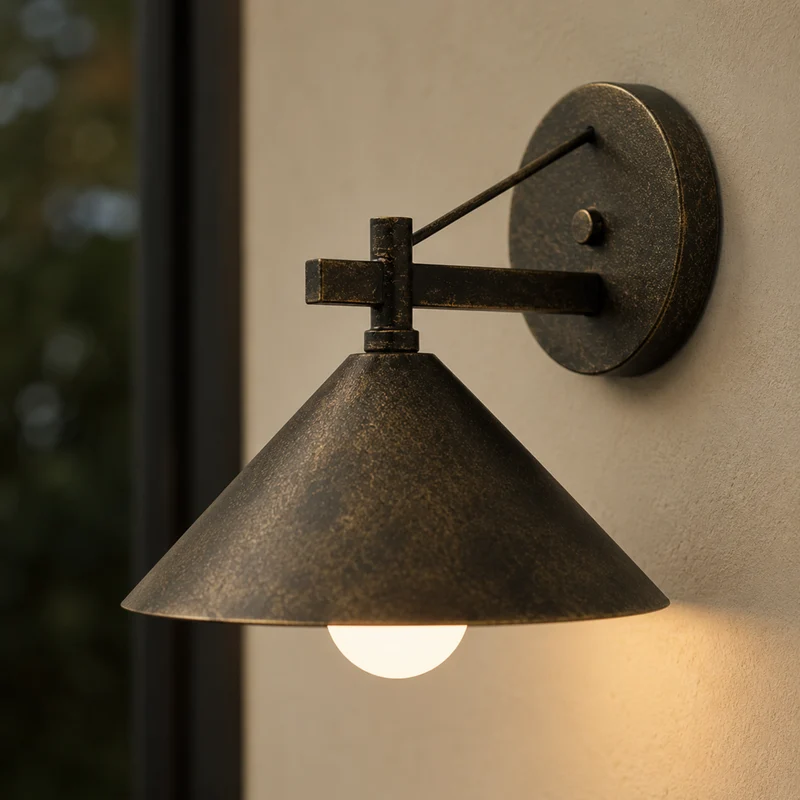 Industriële Buitenwandlamp Waterdicht Metaal E27 Fitting Zwart Goud Brons Balkon Terras Tuin Verlichting | Sansoti