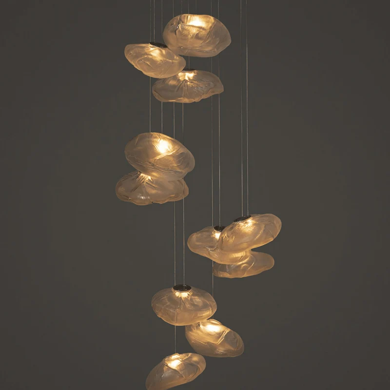 Glazen Hanglamp Wolkvorm Ø20-40cm Rookgrijs Amber Helder LED G9 Verstelbaar Scandinavisch Design Eetkamer | Sansoti
