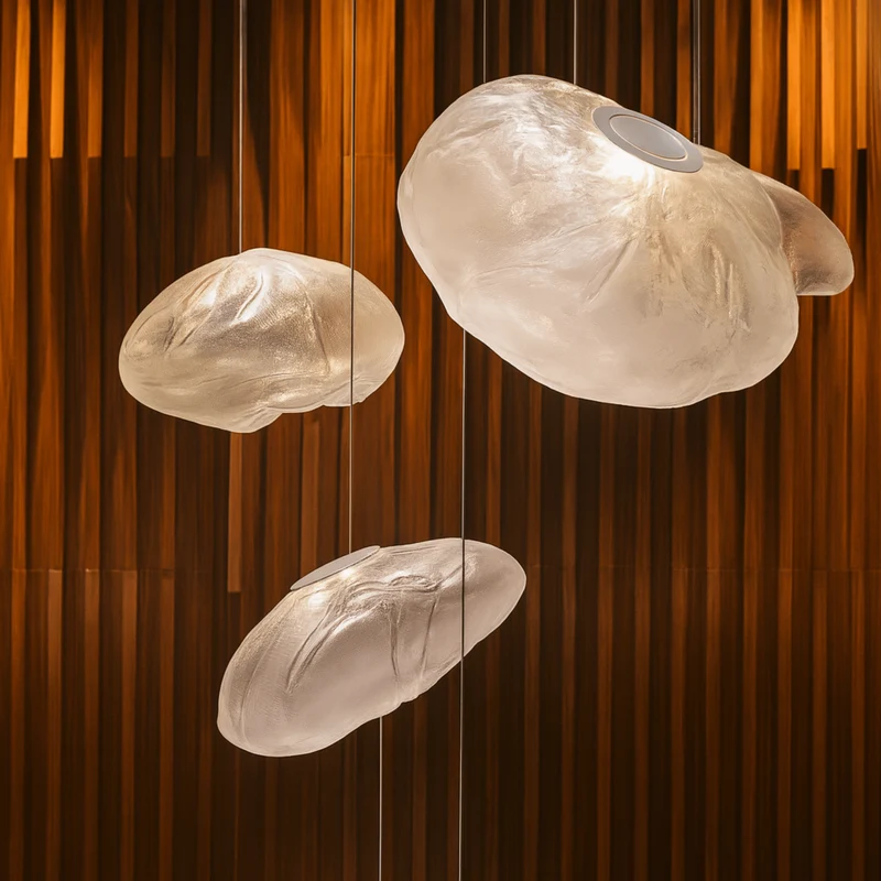 Glazen Hanglamp Wolkvorm Ø20-40cm Rookgrijs Amber Helder LED G9 Verstelbaar Scandinavisch Design Eetkamer | Sansoti
