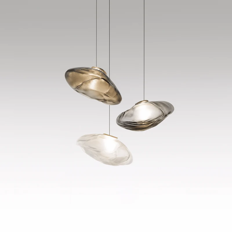 Glazen Hanglamp Wolkvorm Ø20-40cm Rookgrijs Amber Helder LED G9 Verstelbaar Scandinavisch Design Eetkamer | Sansoti