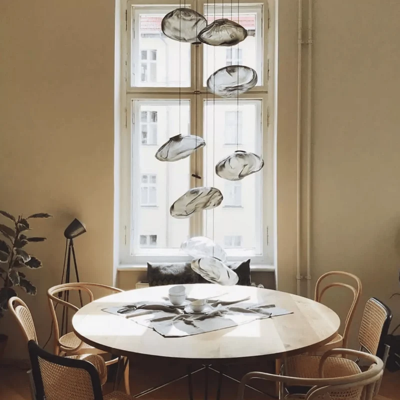 Glazen Hanglamp Wolkvorm Ø20-40cm Rookgrijs Amber Helder LED G9 Verstelbaar Scandinavisch Design Eetkamer | Sansoti