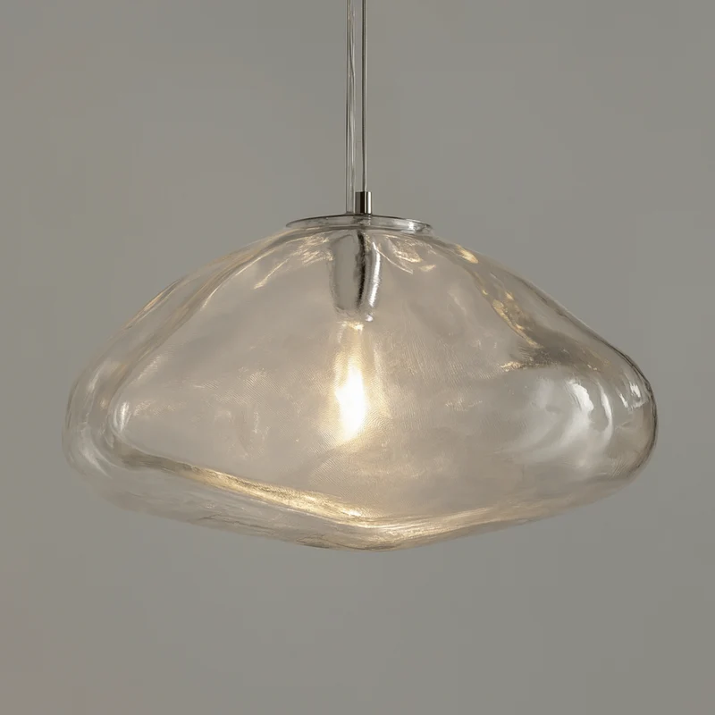 Glazen Hanglamp Wolkvorm Ø20-40cm Rookgrijs Amber Helder LED G9 Verstelbaar Scandinavisch Design Eetkamer | Sansoti