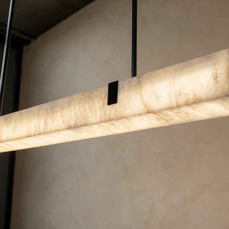 Lineaire Hanglamp met Marmereffect Zwart Metaal LED Dimbaar voor Keukeneiland Eettafel Eetkamer Modern | Sansoti