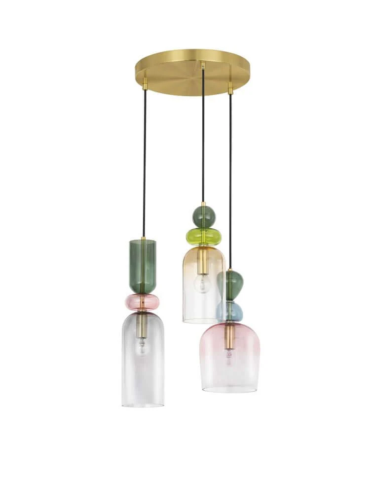 Murano Pendelleuchte 3-flammig Ø 41,7cm Gold, Mehrfarbig