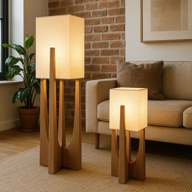 Japanse Vloerlamp Stof en Hout | Natuurlijk Warme Sfeerverlichting Woonkamer Slaapkamer Leeshoek Design | Sansoti
