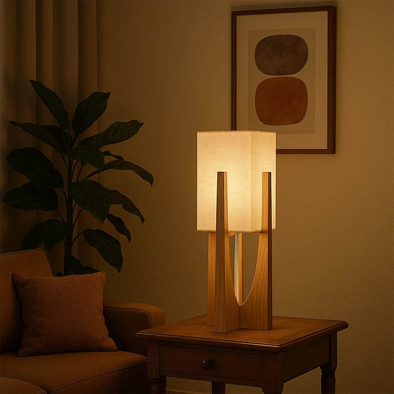 Japanse Vloerlamp Stof en Hout | Natuurlijk Warme Sfeerverlichting Woonkamer Slaapkamer Leeshoek Design | Sansoti