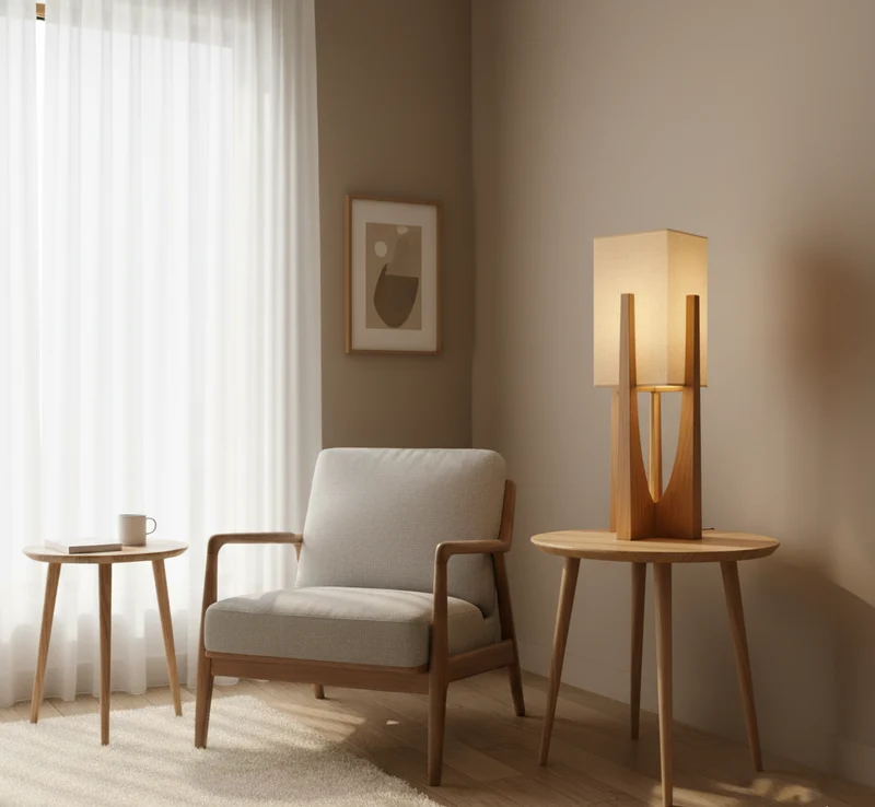 Japanse Vloerlamp Stof en Hout | Natuurlijk Warme Sfeerverlichting Woonkamer Slaapkamer Leeshoek Design | Sansoti