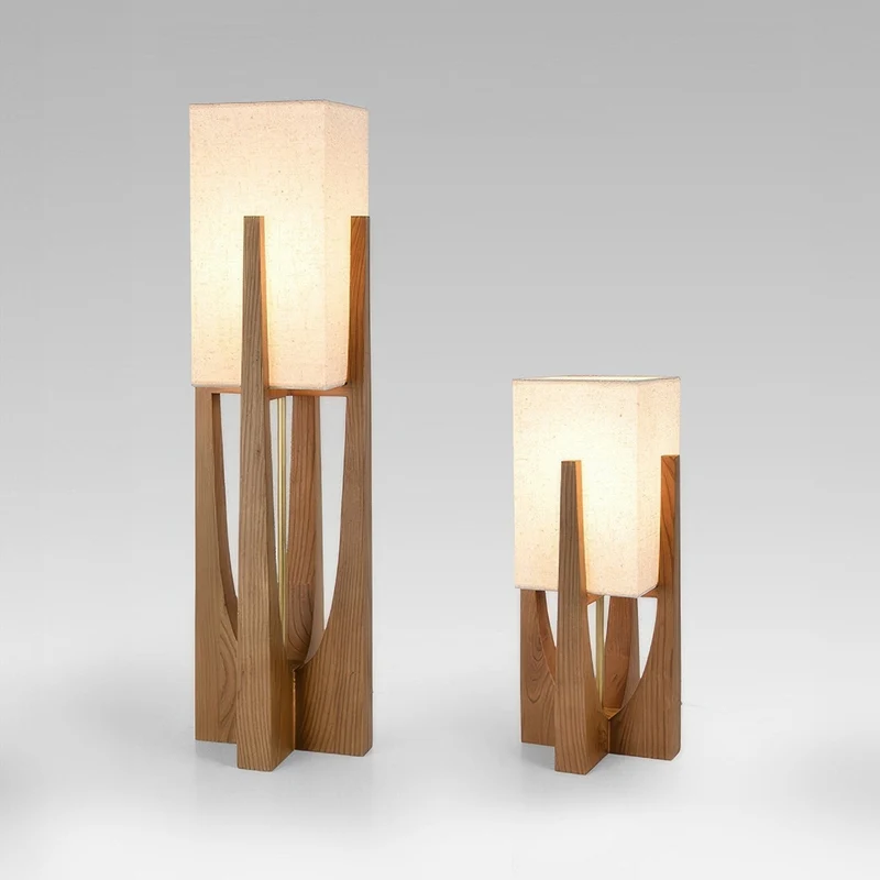 Japanse Vloerlamp Stof en Hout | Natuurlijk Warme Sfeerverlichting Woonkamer Slaapkamer Leeshoek Design | Sansoti