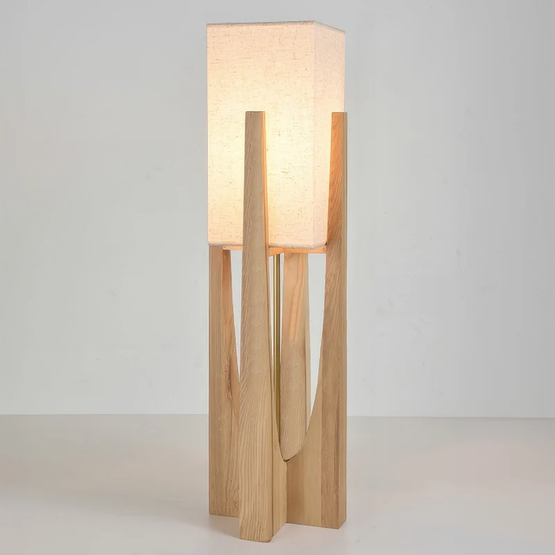 Japanse Vloerlamp Stof en Hout | Natuurlijk Warme Sfeerverlichting Woonkamer Slaapkamer Leeshoek Design | Sansoti