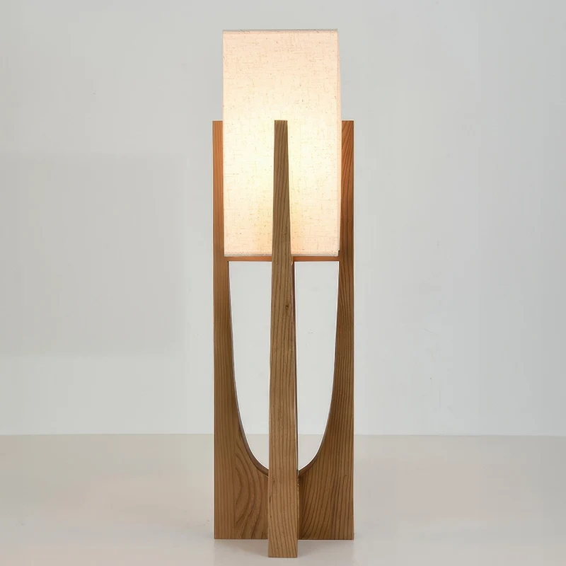Japanse Vloerlamp Stof en Hout | Natuurlijk Warme Sfeerverlichting Woonkamer Slaapkamer Leeshoek Design | Sansoti