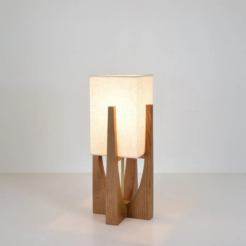 Japanse Vloerlamp Stof en Hout | Natuurlijk Warme Sfeerverlichting Woonkamer Slaapkamer Leeshoek Design | Sansoti