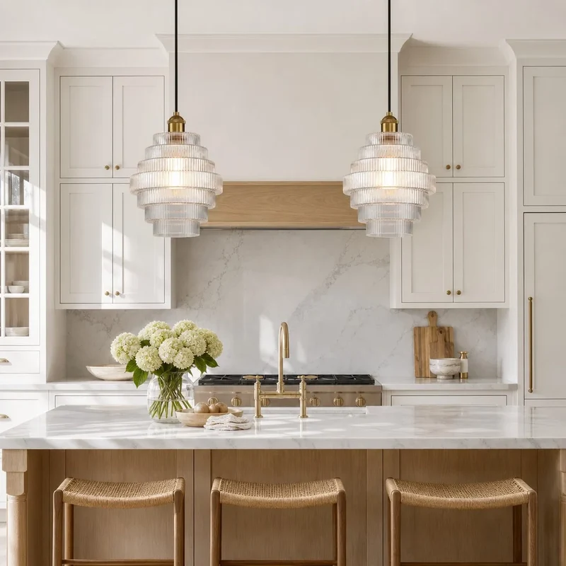 Glazen Hanglamp Gestreept Gekleurd Glas Flesmodel Scandinavische Verlichting voor Eetkamer Woonkamer Keukeneiland | Sansoti