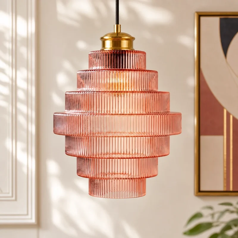 Glazen Hanglamp Gestreept Gekleurd Glas Flesmodel Scandinavische Verlichting voor Eetkamer Woonkamer Keukeneiland | Sansoti