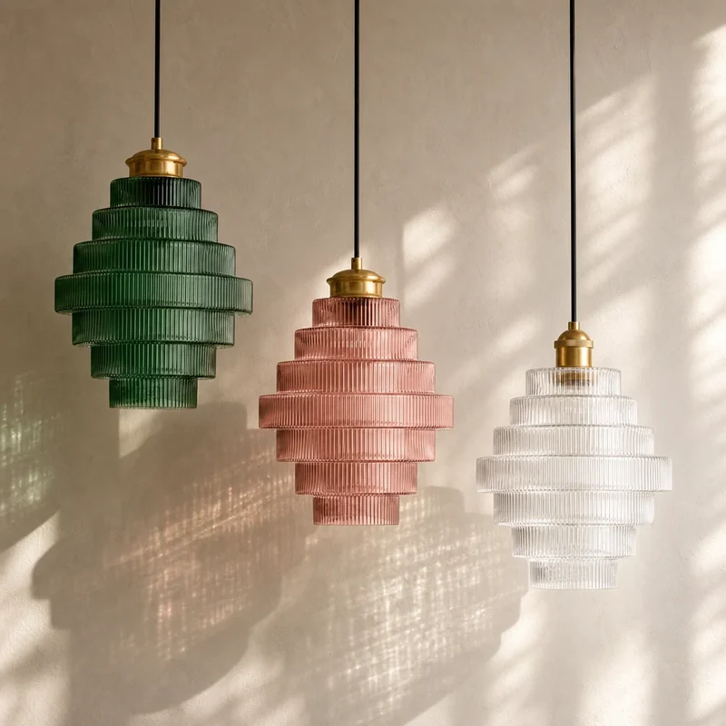 Glazen Hanglamp Gestreept Gekleurd Glas Flesmodel Scandinavische Verlichting voor Eetkamer Woonkamer Keukeneiland | Sansoti