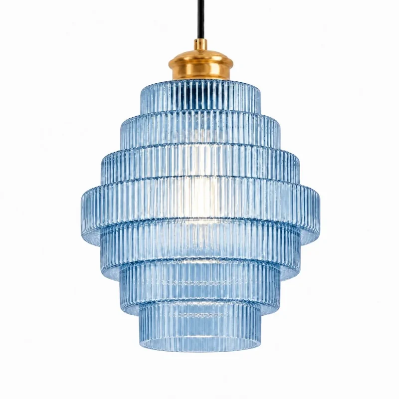 Glazen Hanglamp Gestreept Gekleurd Glas Flesmodel Scandinavische Verlichting voor Eetkamer Woonkamer Keukeneiland | Sansoti