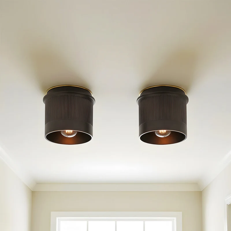 Vintage Zwart Metalen Industriële Plafondlamp Rustiek Design – Flush Mount voor Keuken Slaapkamer Hal | Sansoti