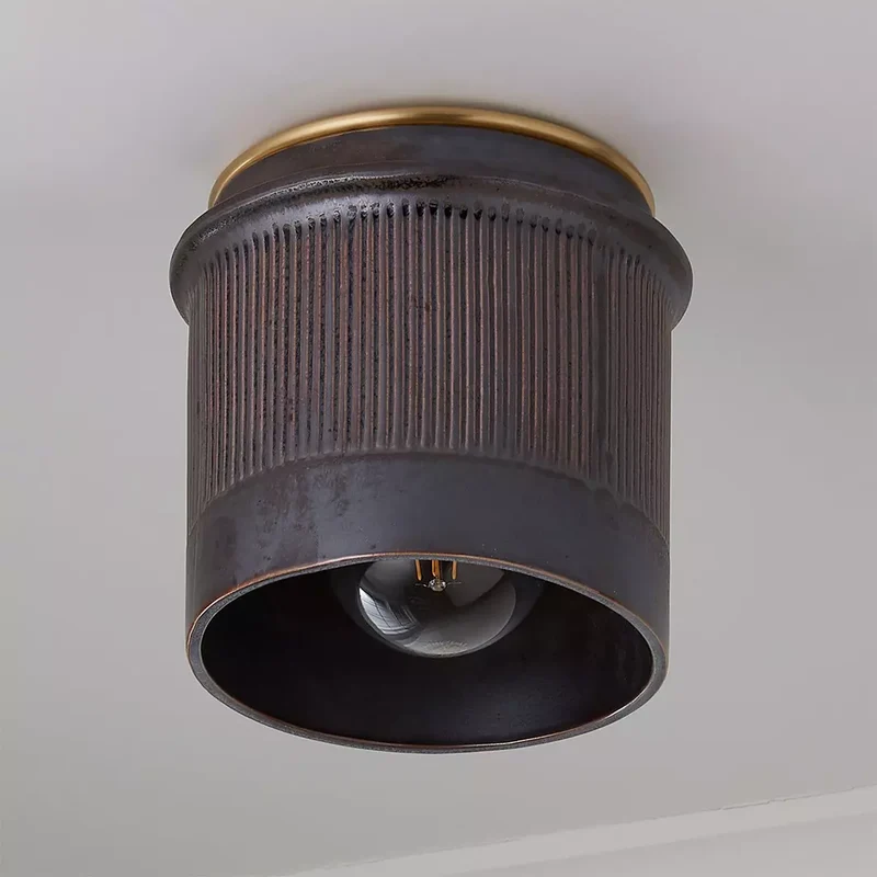 Vintage Zwart Metalen Industriële Plafondlamp Rustiek Design – Flush Mount voor Keuken Slaapkamer Hal | Sansoti