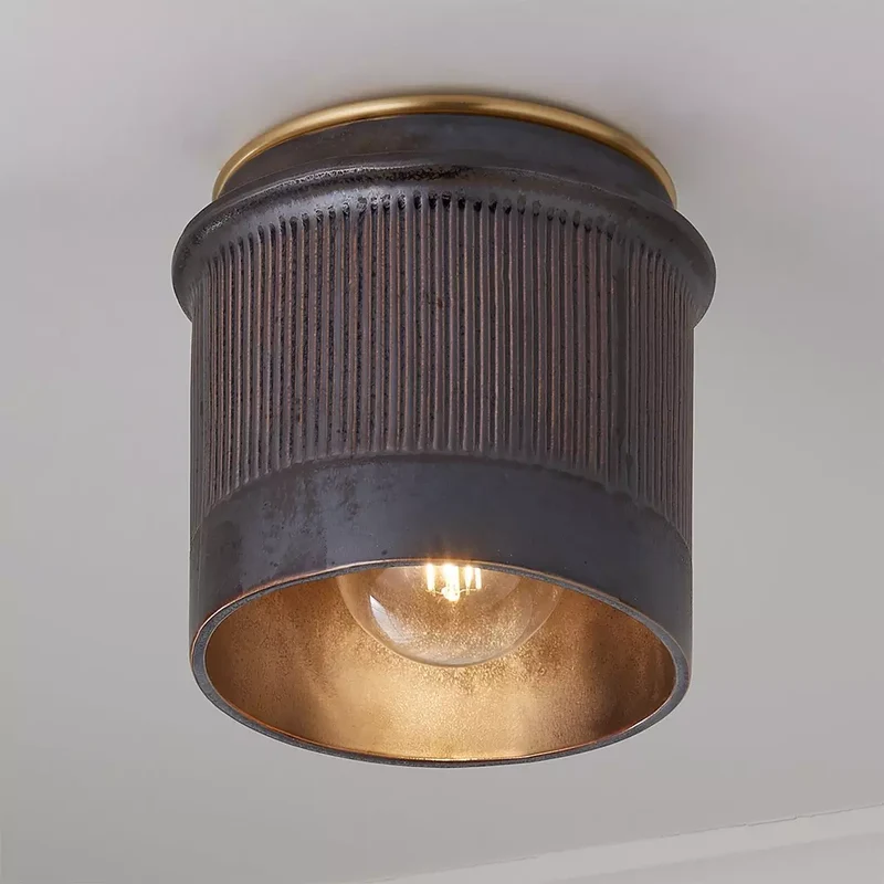 Vintage Zwart Metalen Industriële Plafondlamp Rustiek Design – Flush Mount voor Keuken Slaapkamer Hal | Sansoti