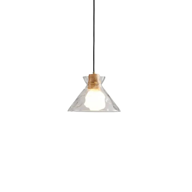 Glazen Hanglamp met Geslepen Koepel en Houten Accenten – Rustieke Eethoekverlichting | Sansoti