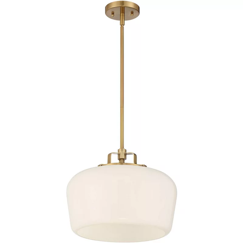 Hanglamp met Opaal Wit Glazen Kap en Antique Brass Fitting – 3-Lichts Hangverlichting voor Keukeneiland Eetkamer Woonkamer Scandinavisch Interieur | Sansoti
