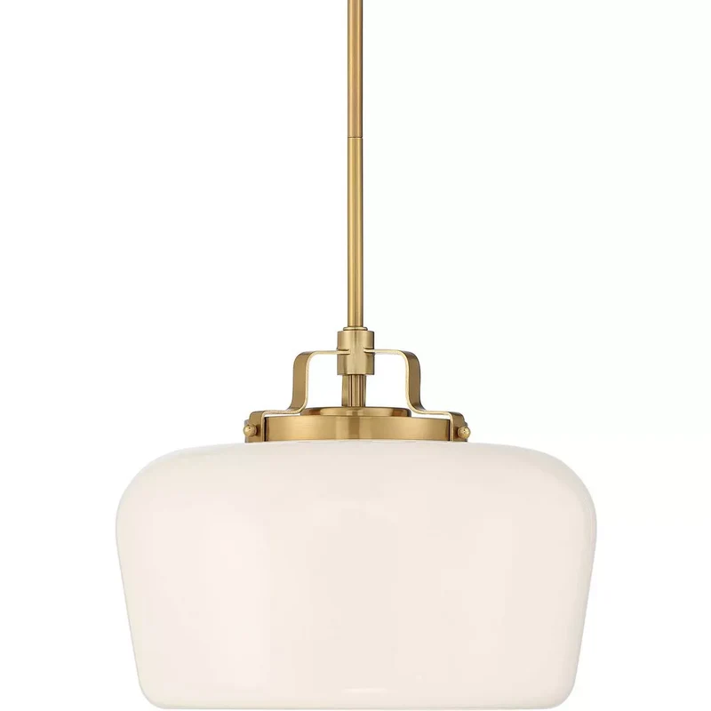 Hanglamp met Opaal Wit Glazen Kap en Antique Brass Fitting – 3-Lichts Hangverlichting voor Keukeneiland Eetkamer Woonkamer Scandinavisch Interieur | Sansoti