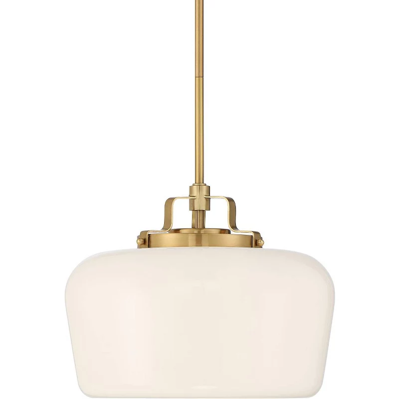 Hanglamp met Opaal Wit Glazen Kap en Antique Brass Fitting – 3-Lichts Hangverlichting voor Keukeneiland Eetkamer Woonkamer Scandinavisch Interieur | Sansoti