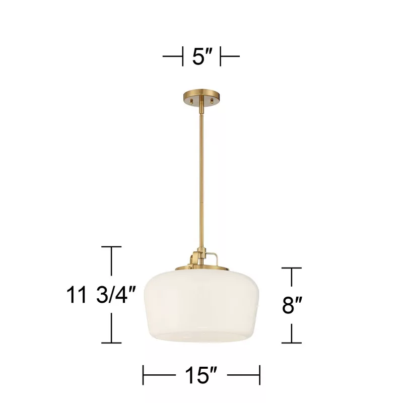 Hanglamp met Opaal Wit Glazen Kap en Antique Brass Fitting – 3-Lichts Hangverlichting voor Keukeneiland Eetkamer Woonkamer Scandinavisch Interieur | Sansoti