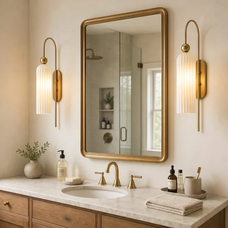 Geribbelde Glazen Wandlamp Cilindervorm met Gouden Fitting voor Gang, Slaapkamer, Woonkamer | Sansoti