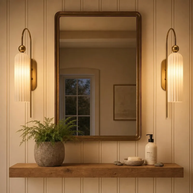 Geribbelde Glazen Wandlamp Cilindervorm met Gouden Fitting voor Gang, Slaapkamer, Woonkamer | Sansoti