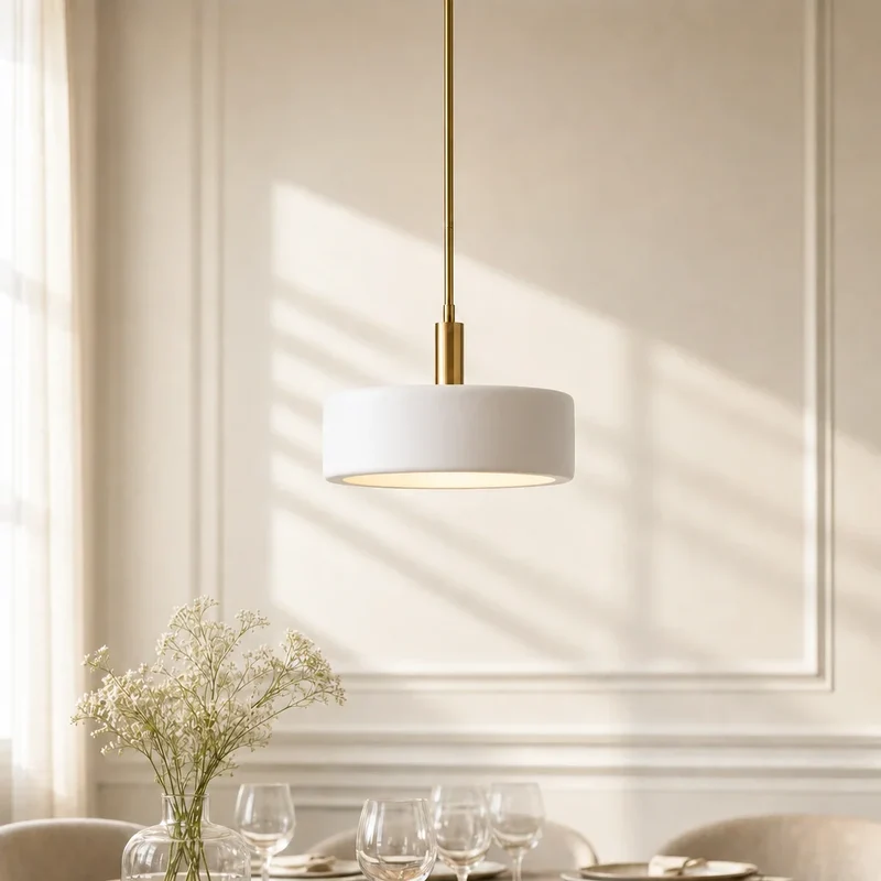 Moderne Witte Porseleinen Hanglamp met Metalen Accent | Scandinavisch Design 14" | Sansoti
