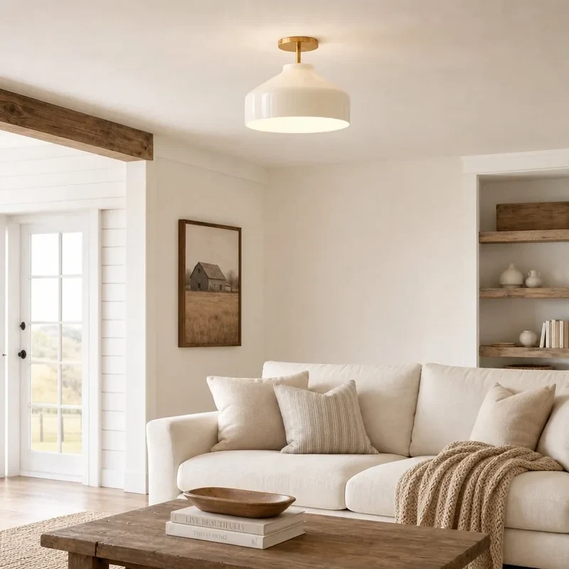 Minimalistisch Plafondlamp Mat Metaal Scandinavisch Design Beige Smokey Grijs | Sansoti