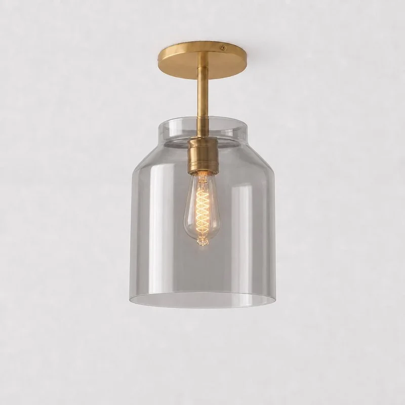 Minimalistisch Plafondlamp Mat Metaal Scandinavisch Design Beige Smokey Grijs | Sansoti