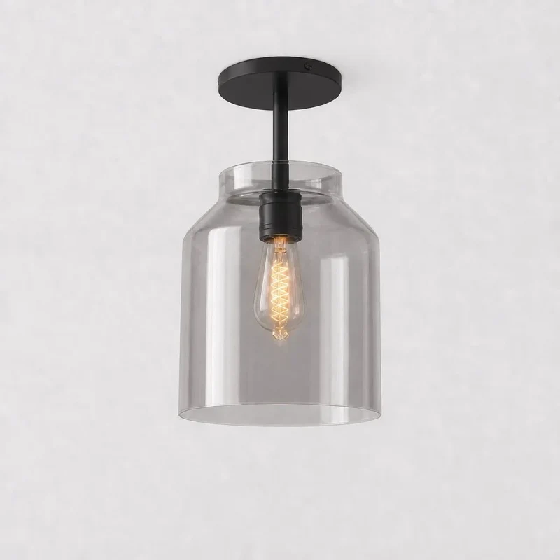 Minimalistisch Plafondlamp Mat Metaal Scandinavisch Design Beige Smokey Grijs | Sansoti