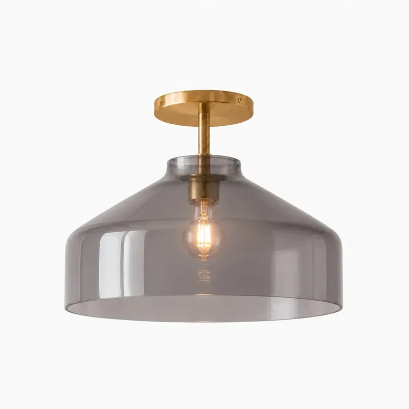 Minimalistisch Plafondlamp Mat Metaal Scandinavisch Design Beige Smokey Grijs | Sansoti