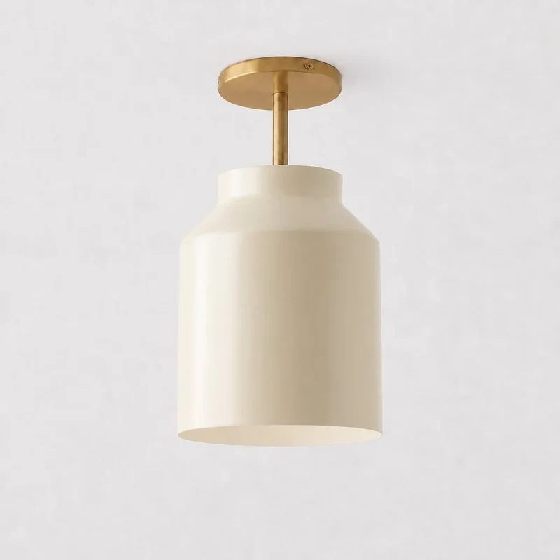Minimalistisch Plafondlamp Mat Metaal Scandinavisch Design Beige Smokey Grijs | Sansoti