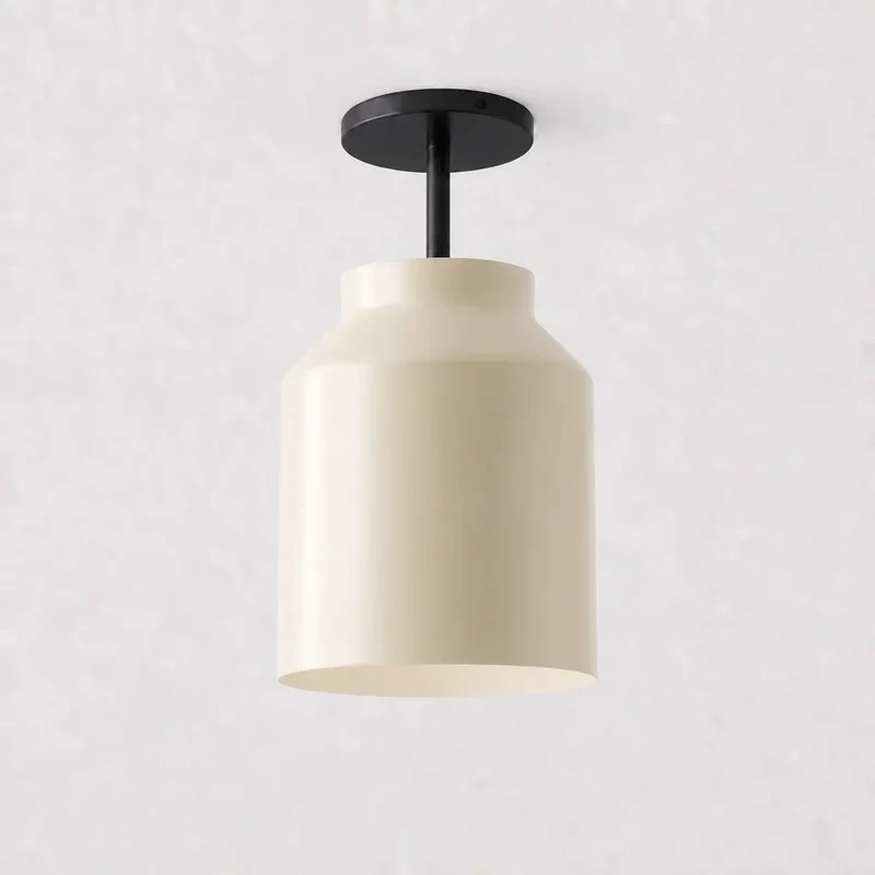 Minimalistisch Plafondlamp Mat Metaal Scandinavisch Design Beige Smokey Grijs | Sansoti