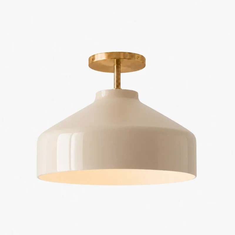 Minimalistisch Plafondlamp Mat Metaal Scandinavisch Design Beige Smokey Grijs | Sansoti