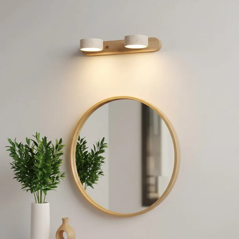 Verstelbare Wandlamp Travertijn & Hout – 2/3/4 Lichtpunten Warm Licht Sconce | Sansoti