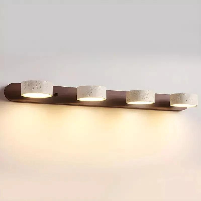 Verstelbare Wandlamp Travertijn & Hout – 2/3/4 Lichtpunten Warm Licht Sconce | Sansoti
