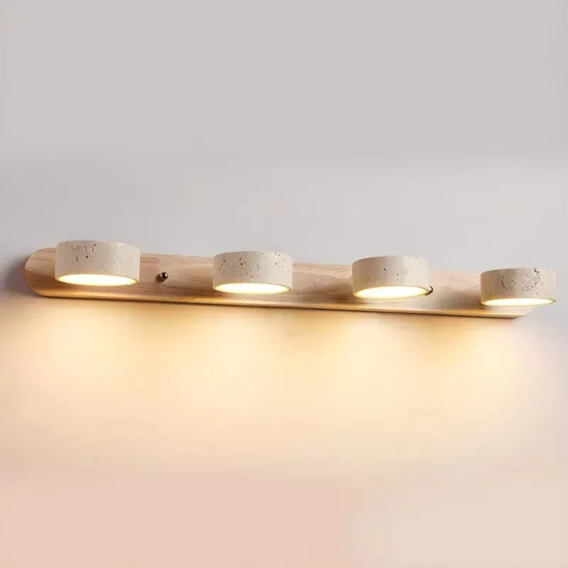 Verstelbare Wandlamp Travertijn & Hout – 2/3/4 Lichtpunten Warm Licht Sconce | Sansoti