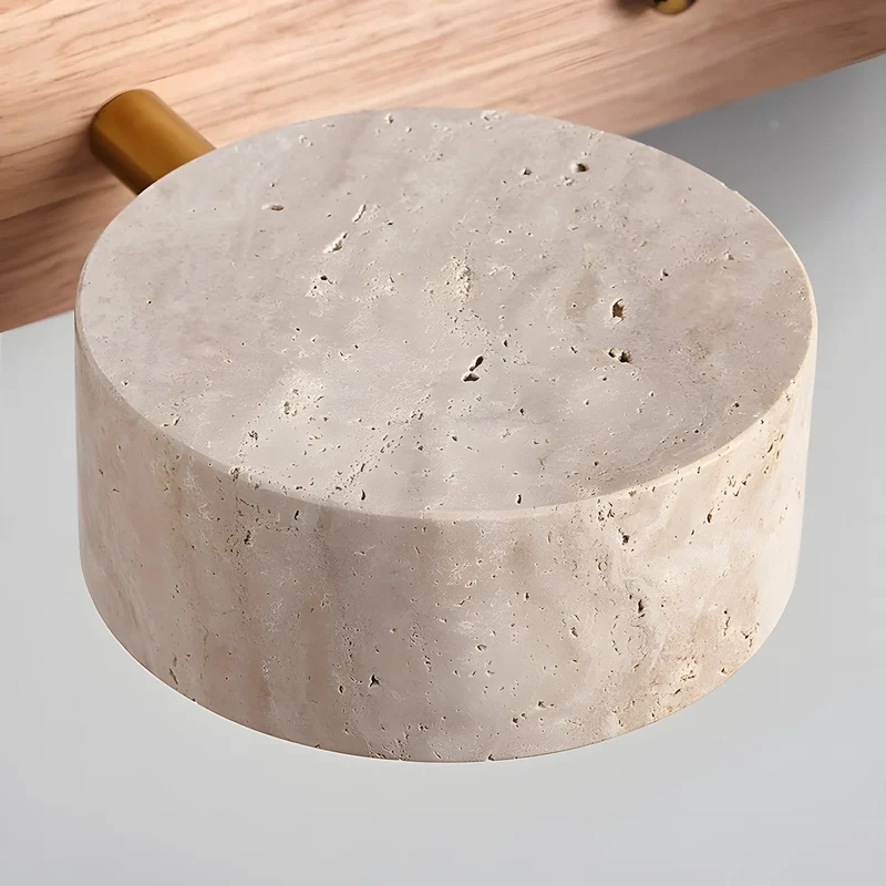 Verstelbare Wandlamp Travertijn & Hout – 2/3/4 Lichtpunten Warm Licht Sconce | Sansoti